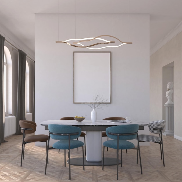poster mockup in modern dinning room