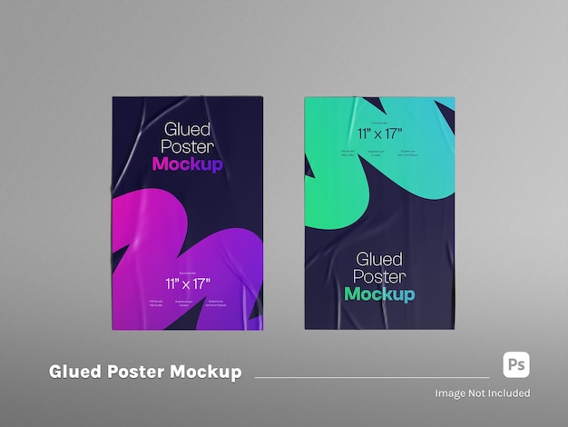Pôster Mockup Isolado Papel Colado