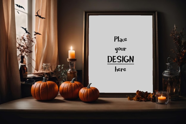 Poster-Mockup-Rahmen mit Halloween-Thema