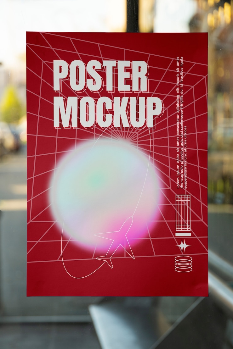 PSD poster mockup sul muro
