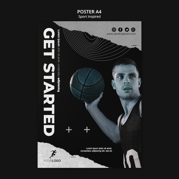 Poster modello di allenamento basket