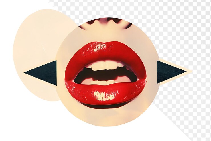 PSD un póster de una mujer con labios rojos y una máscara negra en él