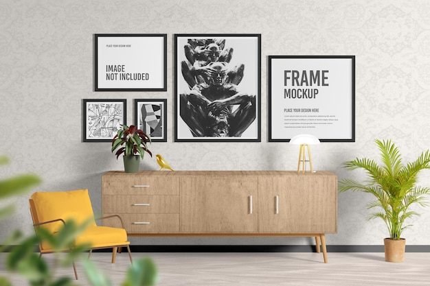 Poster oder rahmen im wohnzimmer mockup