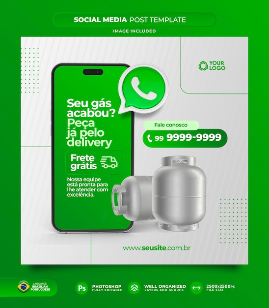 Poster Des Offres Whatsapp Sur Les Réseaux Sociaux En Portugais Brésilien Pour Des Campagnes De Marketing