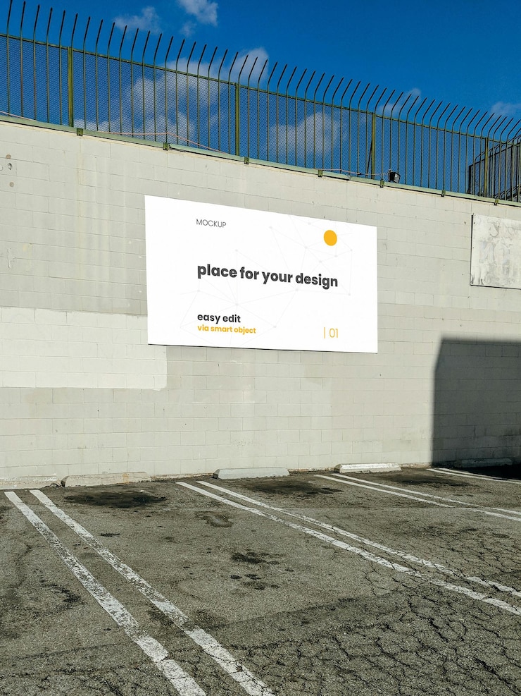 PSD poster orizzontale su un modello di garage