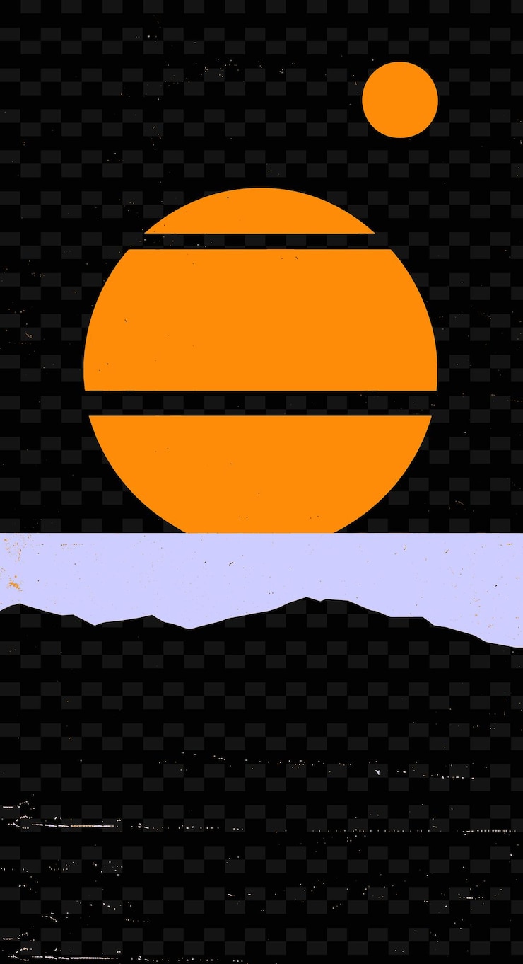 PSD poster de paisaje minimalista con formas y colores simples fl diseños de ideas de ilustración creativa