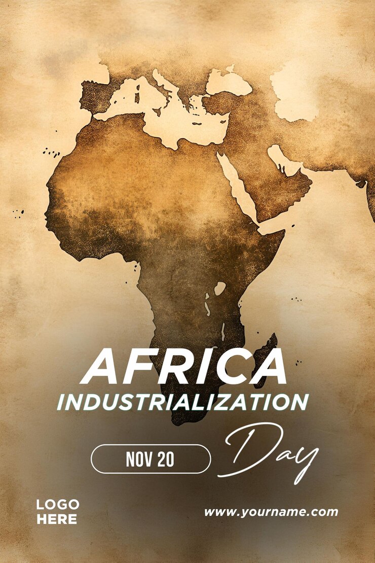 PSD poster per la giornata dell'industrializzazione in africa 20 novembre