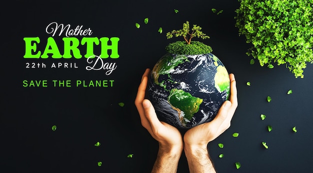 Poster per la Giornata della Madre Terra con decorazioni vegetali