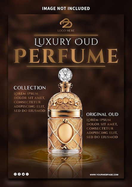 El póster del perfume de lujo marrón