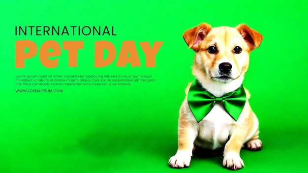 PSD poster perro lindo con corbata verde en fondo de color celebración del día de san patricio