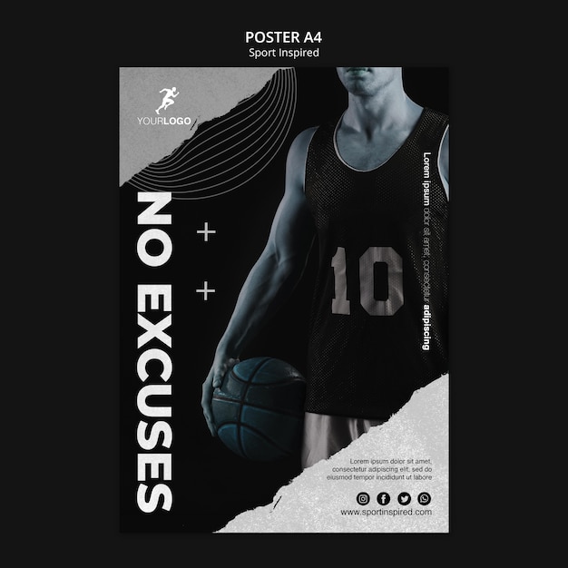 PSD póster de plantilla de entrenamiento de baloncesto