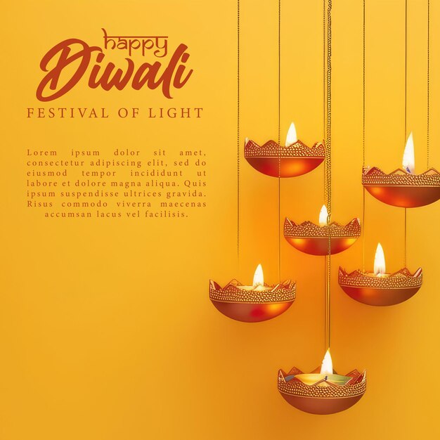 PSD poster de la plaza de diwali feliz para las redes sociales