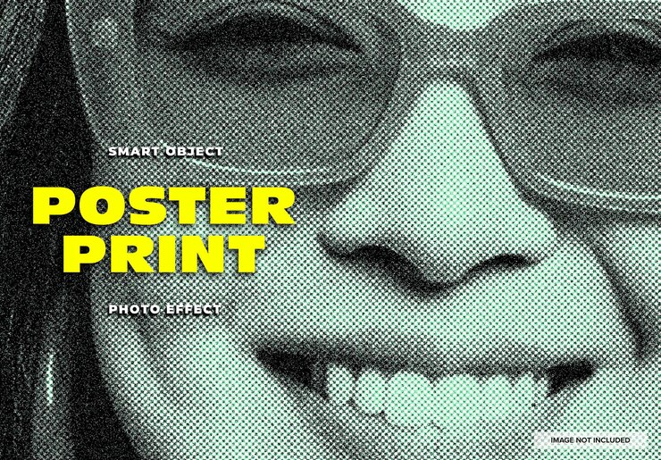 PSD poster print texture image effect mockup