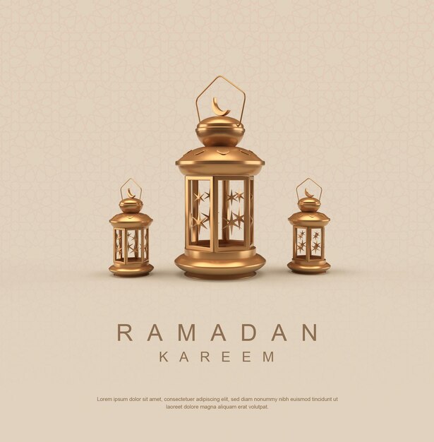 Pôster ramadan kareem com lanterna