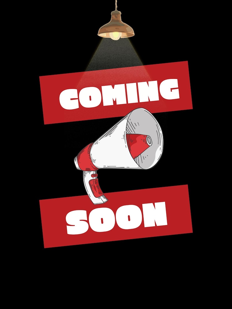 PSD poster segera hadir sederhana ilustratif merah dan putih 1