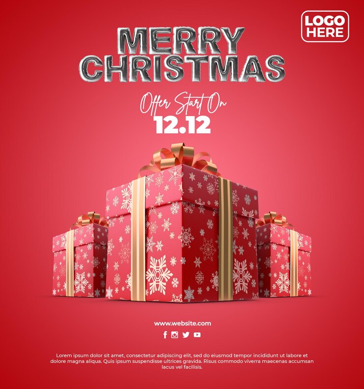 Poster sui social media per la promozione della vendita di auguri di buon Natale e felice anno nuovo