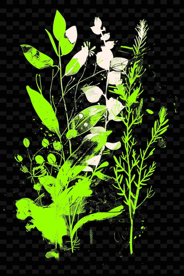 PSD poster temático botánico con ilustraciones detalladas de plantas diseños de ideas de ilustraciones creativas