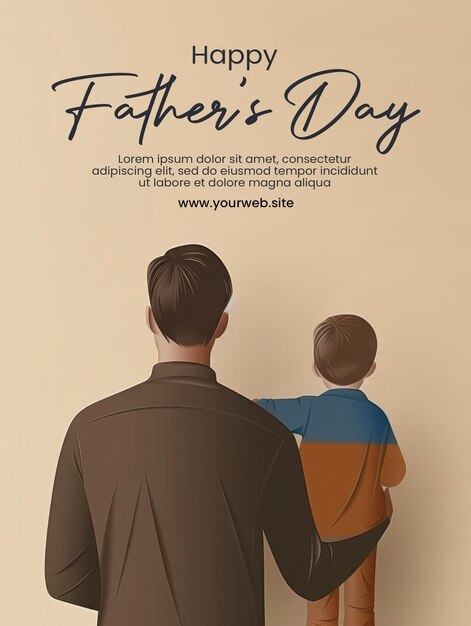 PSD poster template for congratulations on fathers day with a fathers illustration background