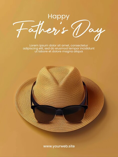 PSD poster template for congratulations on fathers day with a fathers illustration background