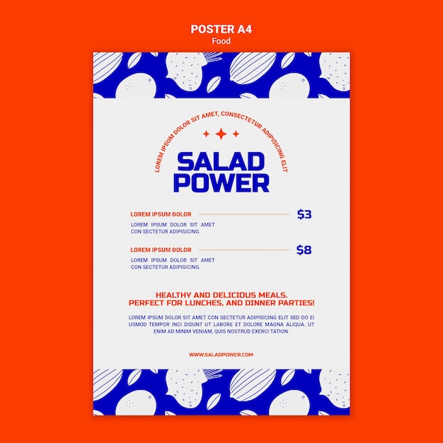 Póster vertical para ensalada power
