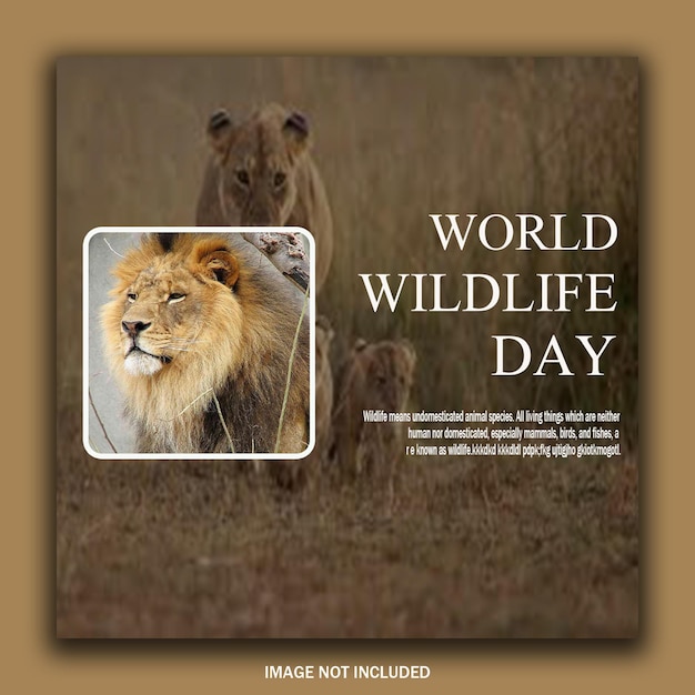 PSD poster vertical para o dia mundial da vida selvagem com animais