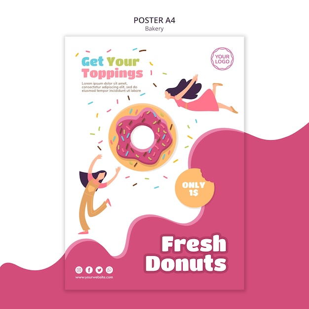 Poster verticale per ciambelle dolci al forno