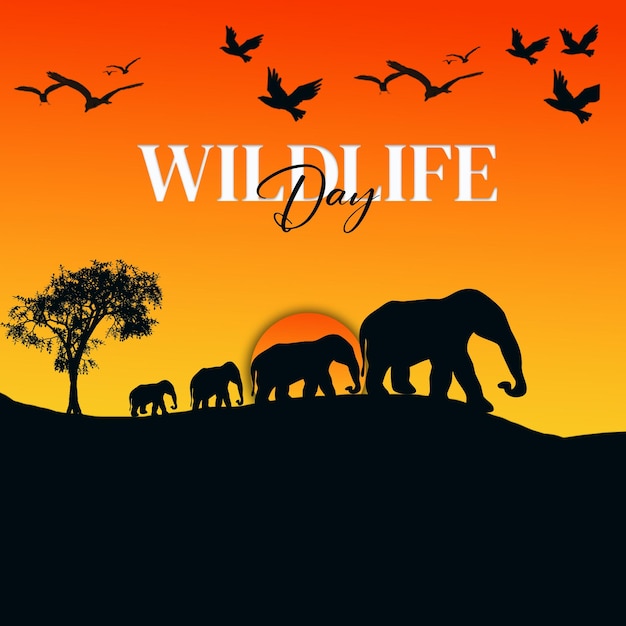 Poster verticale per la Giornata mondiale della fauna selvatica con animali
