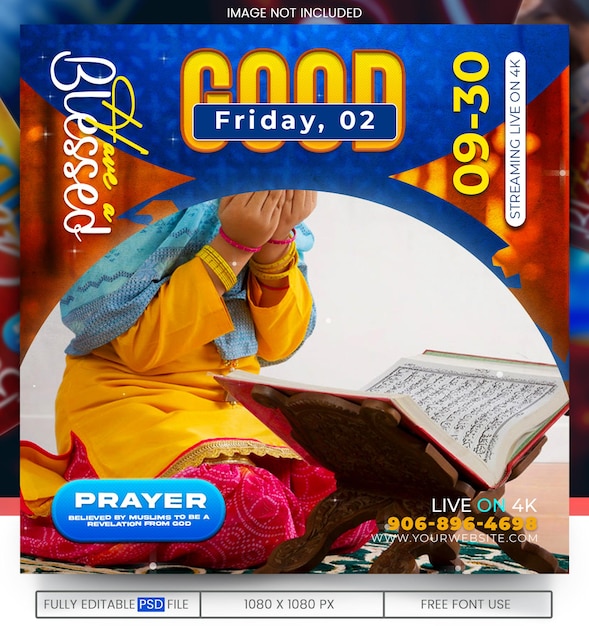 PSD poster de viernes santo en las redes sociales diseño de banner de religión oración celebración para rezar anuncios