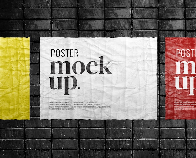 Poster visuelles Papiermodell auf Backsteinmauer
