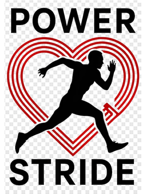 PSD a poster with a man running in front of a heart that says power on it