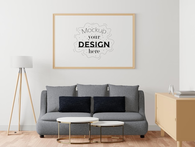 Posterrahmen im Wohnzimmer Psd Mockup