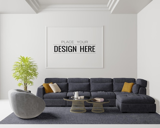 Posterrahmen im Wohnzimmer Psd Mockup