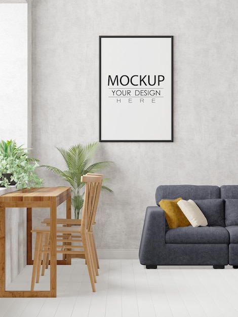 Posterrahmen im Wohnzimmer Psd Mockup