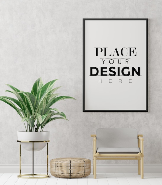 Posterrahmen im Wohnzimmer Psd Mockup