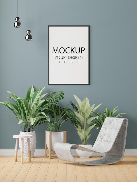 Posterrahmen im Wohnzimmer Psd Mockup