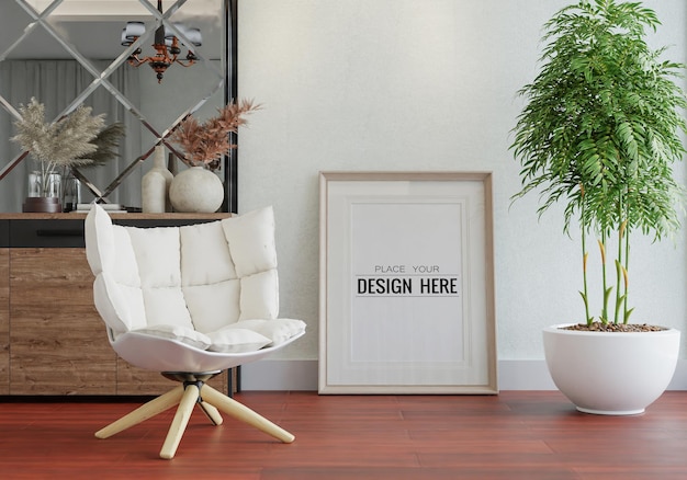Posterrahmen im Wohnzimmer Psd Mockup