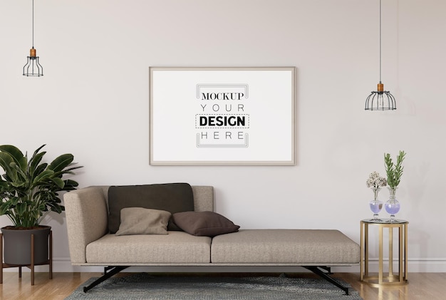 Posterrahmen im wohnzimmer psd mockup