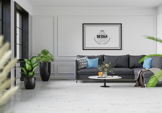 Posterrahmen im Wohnzimmer Psd Mockup