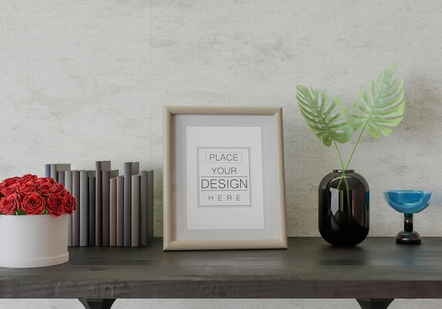 Posterrahmen im Wohnzimmer Psd Mockup