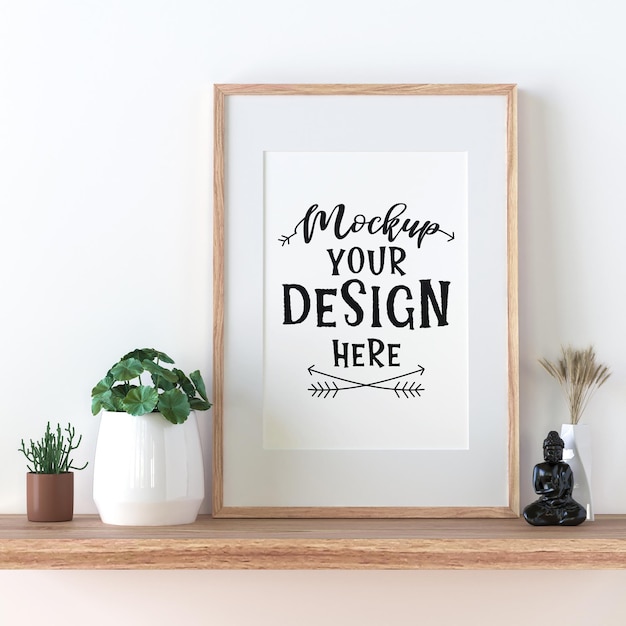 Posterrahmen-Mockup an der Wand mit Pflanze