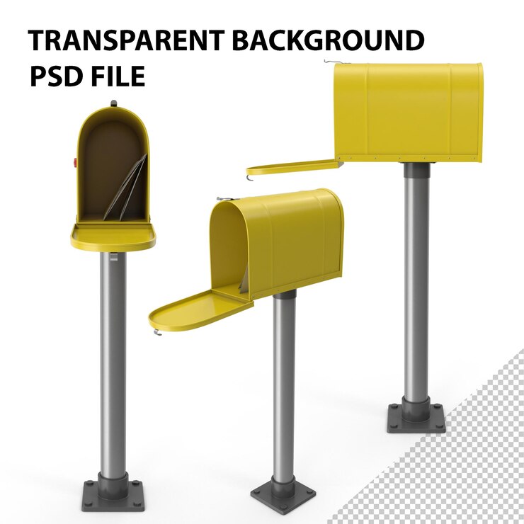 PSD postfach auf post geöffnet, gelbes png