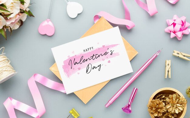 Postkarte und umschlag zum valentinstag