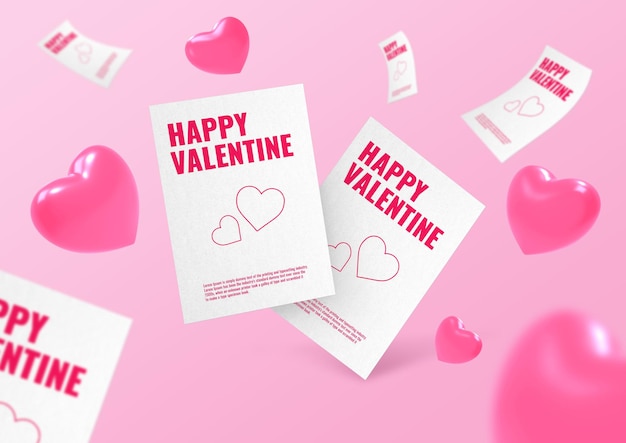 Postkartenmodell für valentinstag mit herzformen