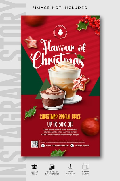 Postre navideño festivo redes sociales Historia de Instagram