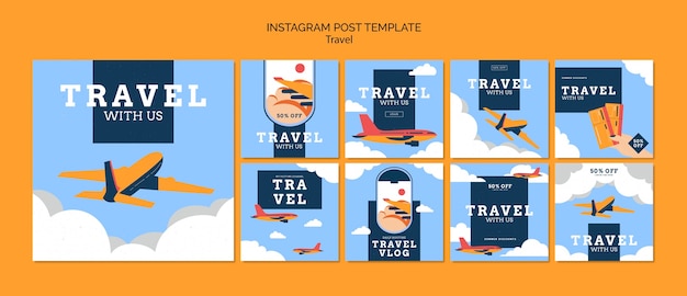 PSD des posts d'aventure de voyage sur instagram