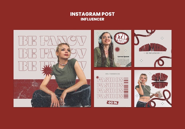 PSD posts de emprego de influenciador no instagram