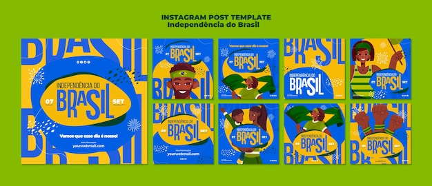 PSD posts de instagram desenhados à mão 7 de setembro