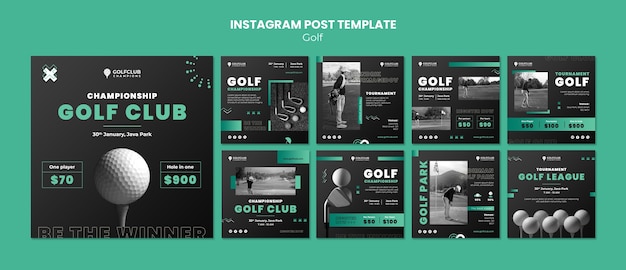 PSD posts do torneio de golfe no instagram