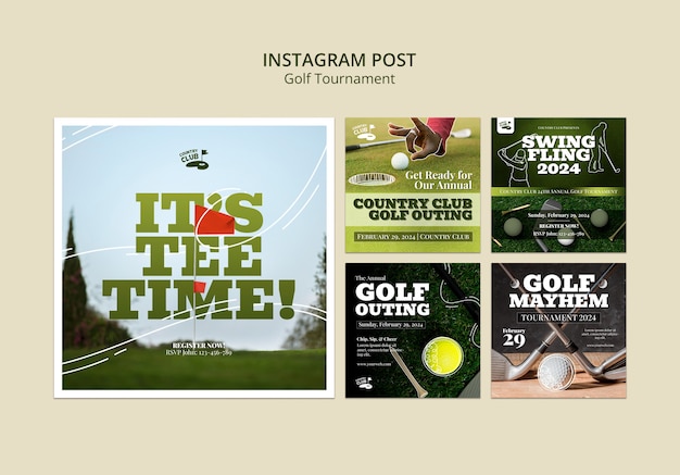 PSD posts do torneio de golfe no instagram