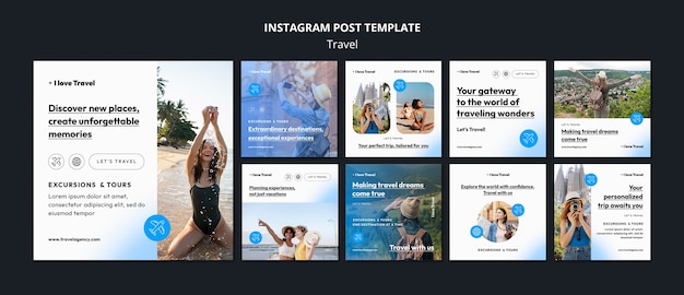 PSD des posts sur instagram sur l'aventure de voyage de gradient